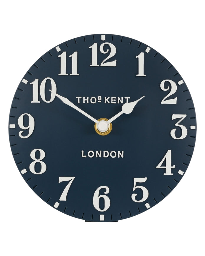 Thomas Kent 6-inch Arabic Mantle Clock in ink blue by Gallery Direct, featuring a classic design with Arabic numerals and a polished finish.