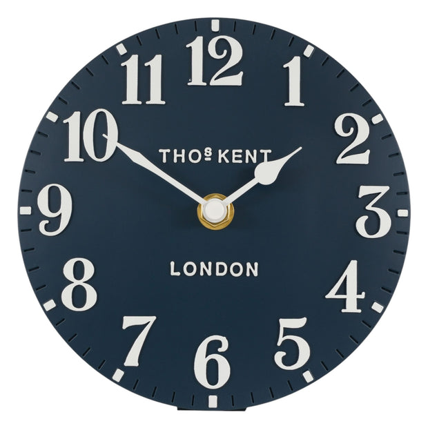 Thomas Kent 6-inch Arabic Mantle Clock in ink blue by Gallery Direct, featuring a classic design with Arabic numerals and a polished finish.