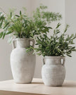 Athena Neutral Stone Amphora Vase by Hill Interiors, showcasing a classic ceramic vase with a neutral stone finish and elegant shape.
