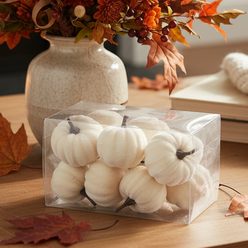 White Velvet Pumpkins - Set Of 12