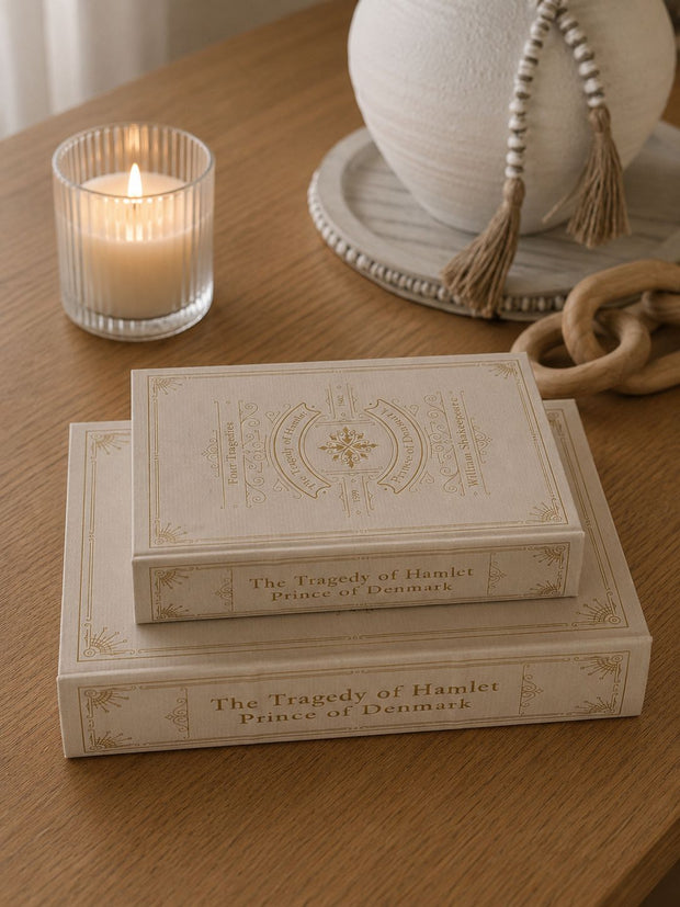 Vintage Cream And Gold Design Storage Book Boxes - Set of 2