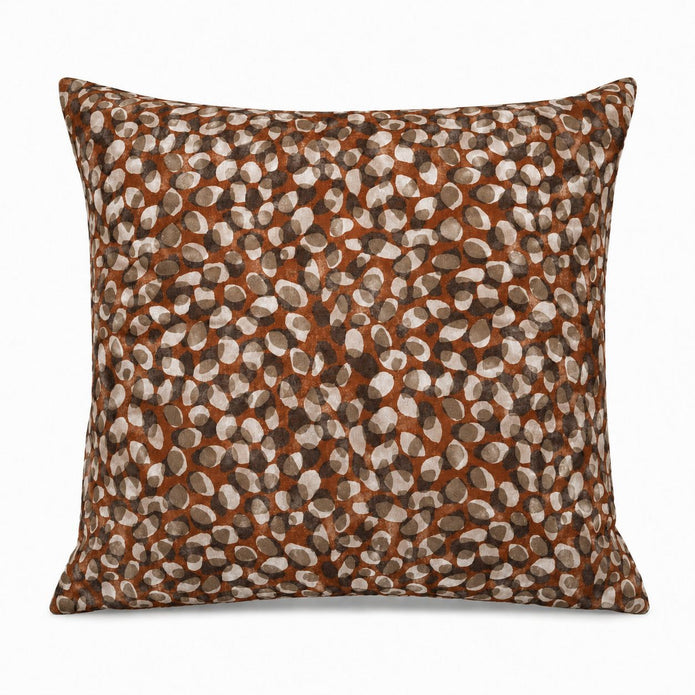 Rust Brown Print Cushion Cover