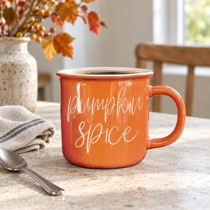 Orange Ceramic Pumpkin Spice Coffee Mug