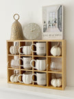 Wooden mug display shelf unit from Starlight Express, ideal for kitchen and dining room organization and decor.