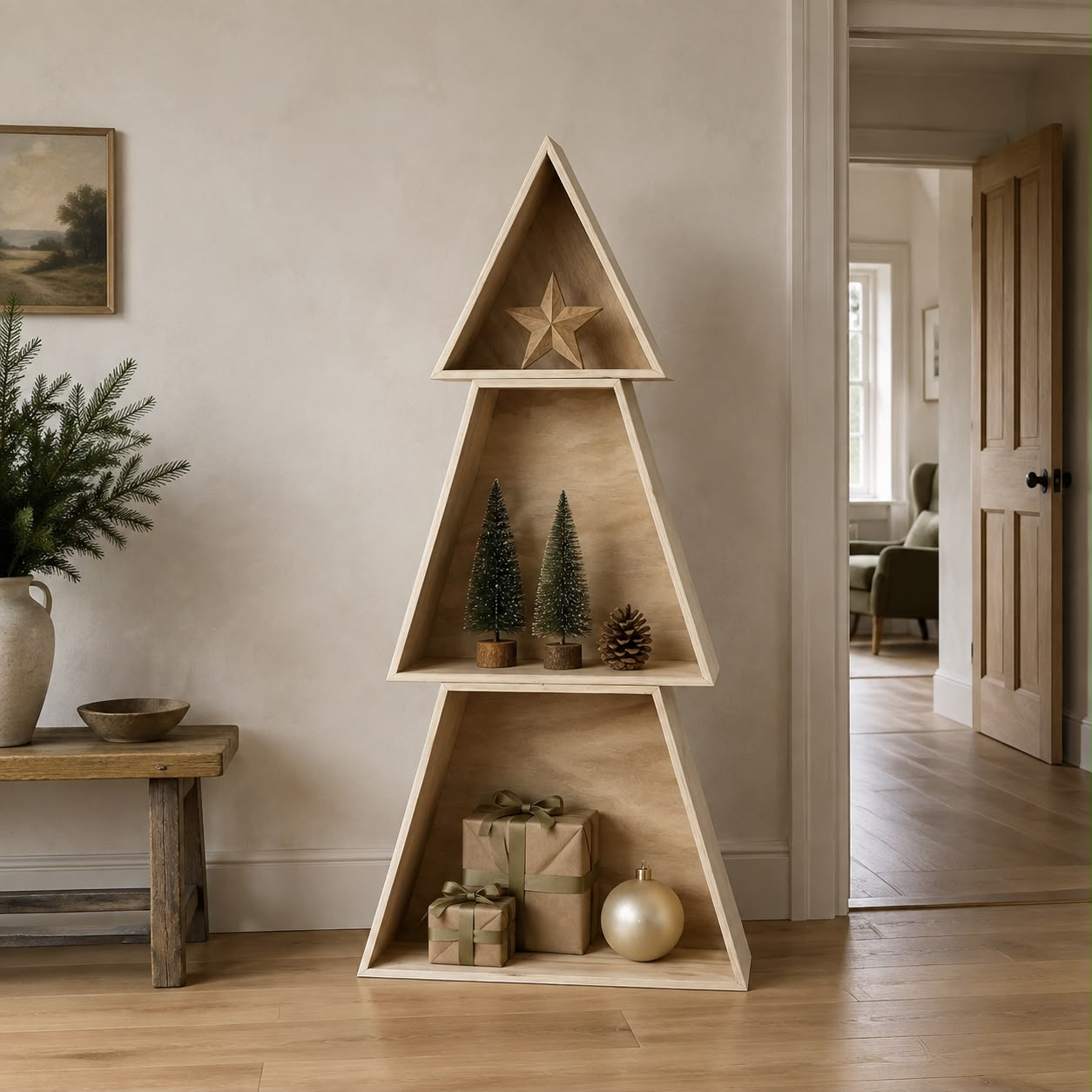 Wooden Tree Shape Display Shelves