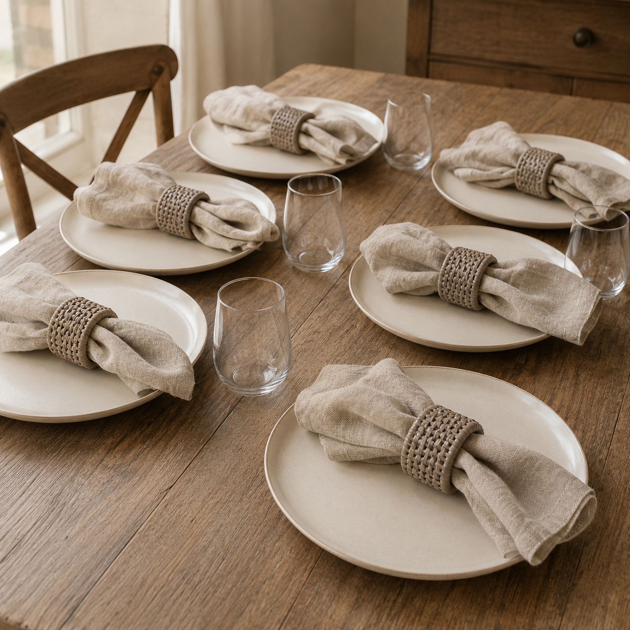 Wickham Rattan Napkin Rings - Set of Six