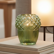 Green Glass Acorn Tealight Candle Holder