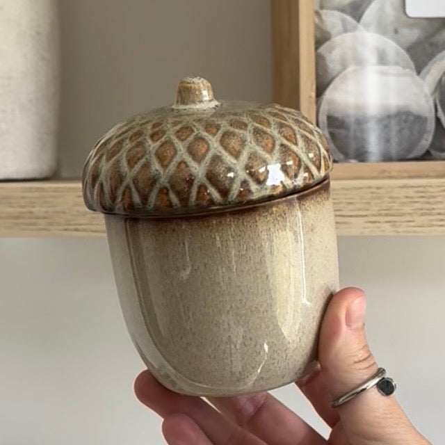 Neutral Ceramic Acorn Pot