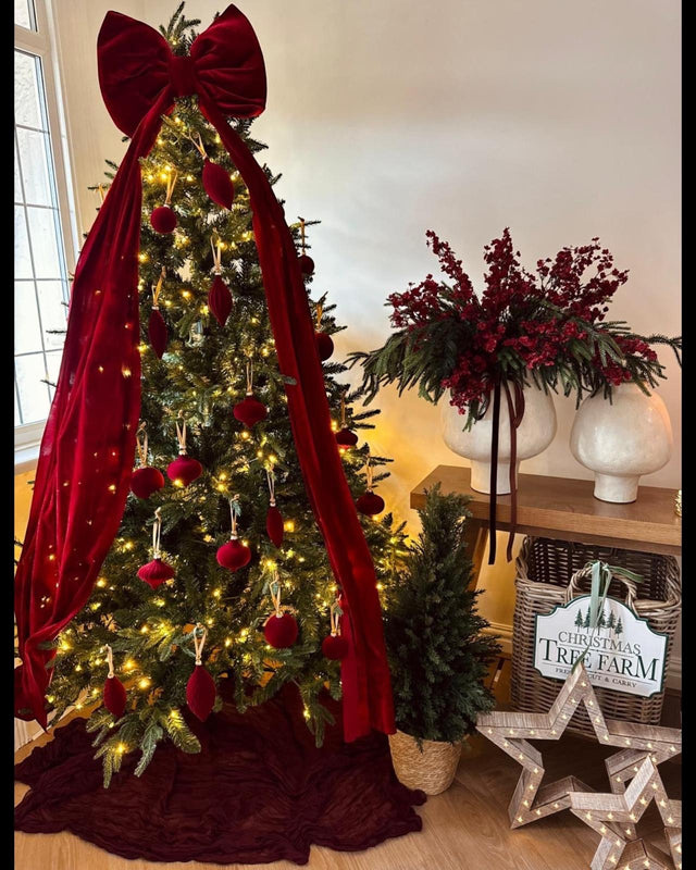 Huge Tree Topper Burgundy Velvet Bow