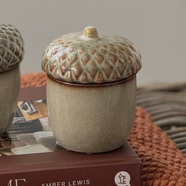 Neutral Ceramic Acorn Pot