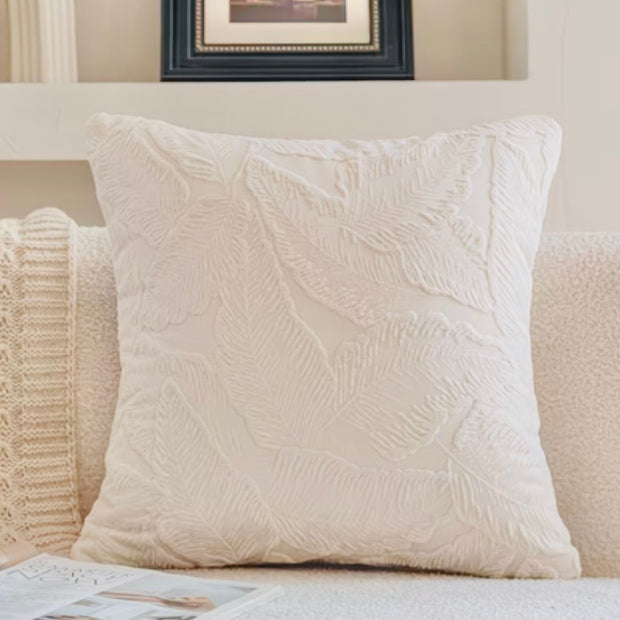 Ivory cream leaf embossed cushion cover by Starlight Express, soft furnishings with elegant textured leaf pattern.