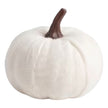 Neutral Fabric Mini Pumpkins, cream fabric mini pumpkin with a brown stalk on white