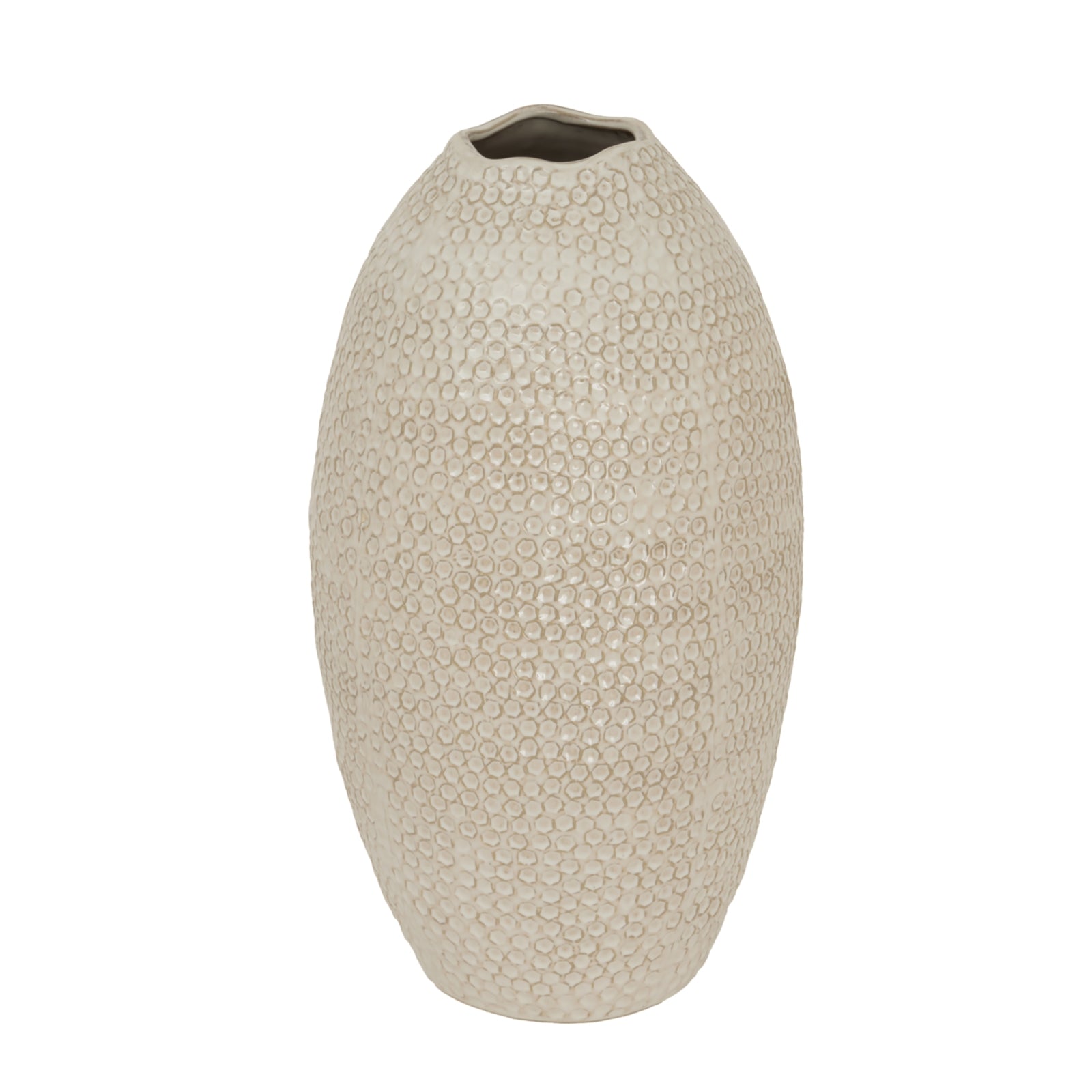 Zaffera Ivory Tall Textured Vase by Hill Interiors, showcasing a tall ceramic vase with intricate textured design.