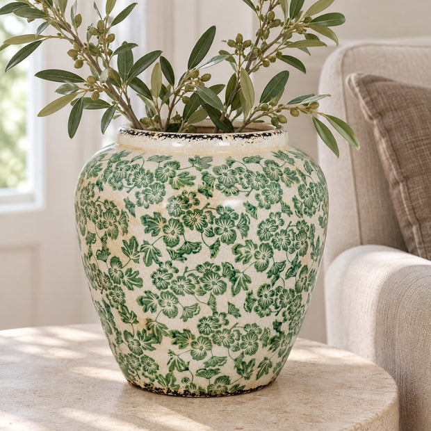 Green Floral Ople Vase
