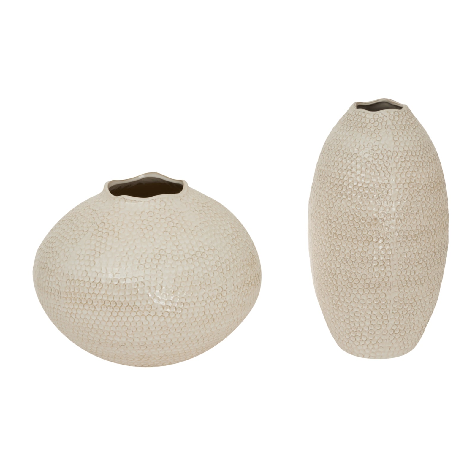 Tall Zaffera Ivory textured vase with a sleek design, perfect for modern home decor, by Hill Interiors.
