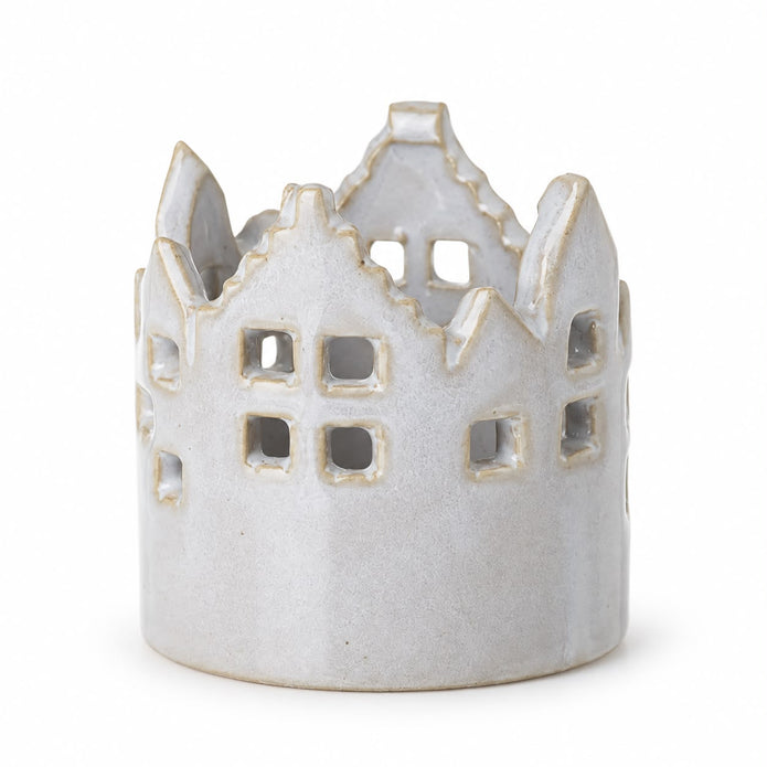 Round Ceramic House Tealight Candle Holder