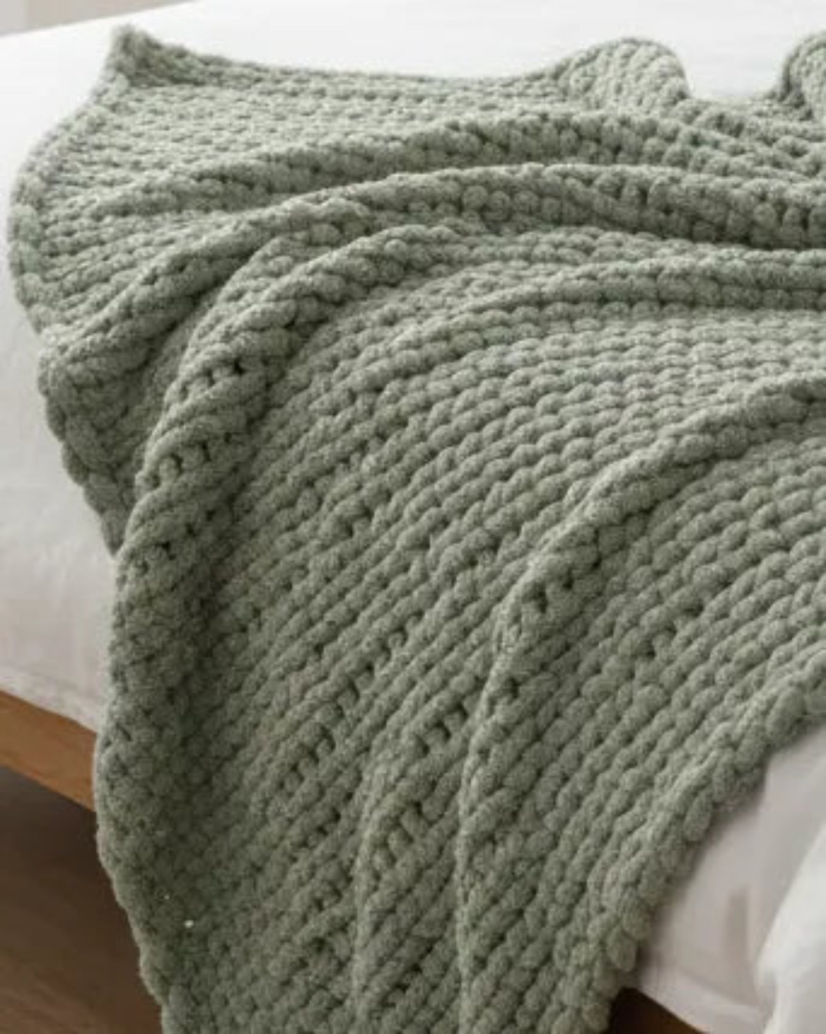 Sage Green Chunky Chenille Knit Throw