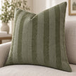 Olive Green Textured Stripe Velveteen Cushion Cover
