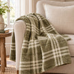 Olive Green Checkmate Rolled Fleece Blanket Throw