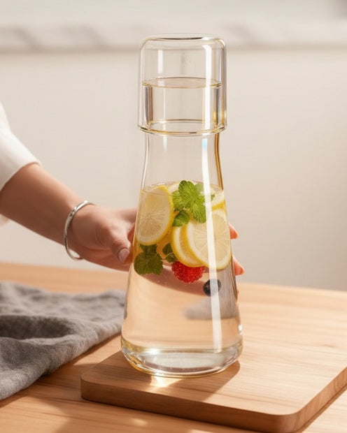 Clear glass carafe and jug set by Starlight Express, featuring elegant, transparent drink containers with sleek design.