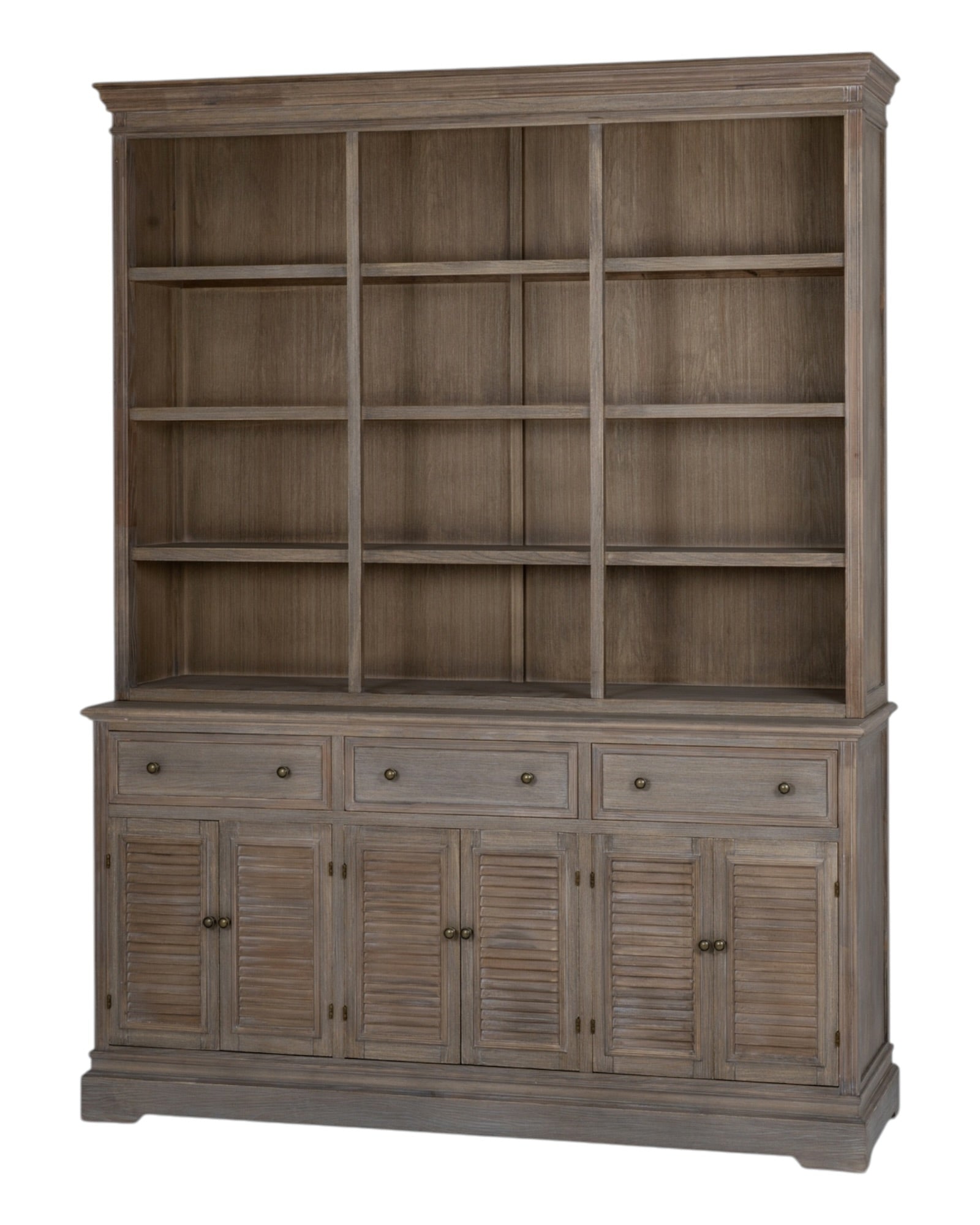 Delphine Collection large dresser top with three shelves from Hill Interiors, showcasing a sleek modern furniture piece.