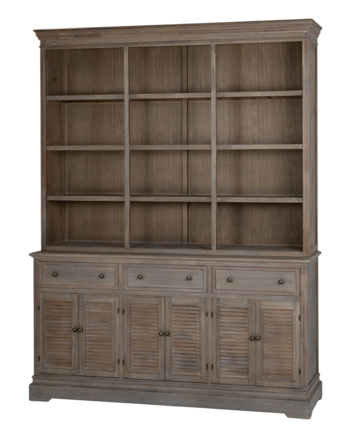 Delphine Collection large dresser top with three shelves from Hill Interiors, showcasing a sleek modern furniture piece.