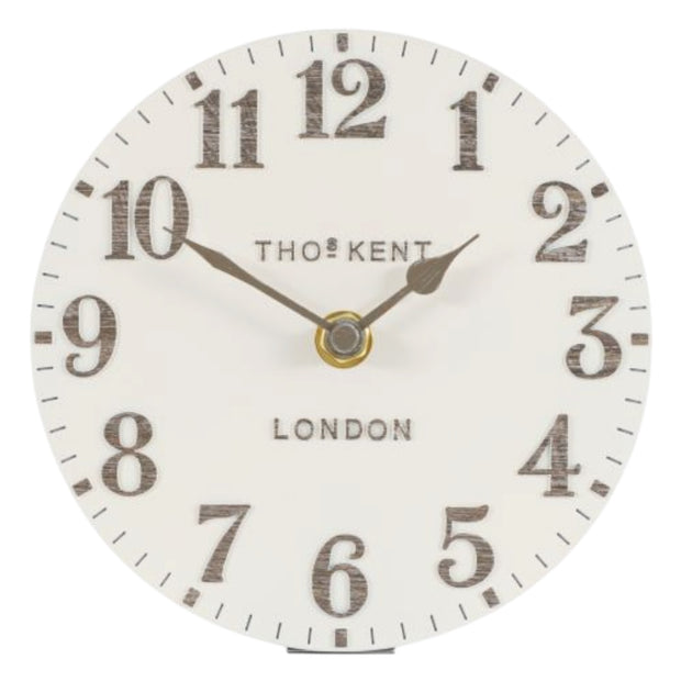 Thomas Kent Arabic Mantle Clock by Gallery Direct, 6-inch limestone clock with classic design and Arabic numerals.
