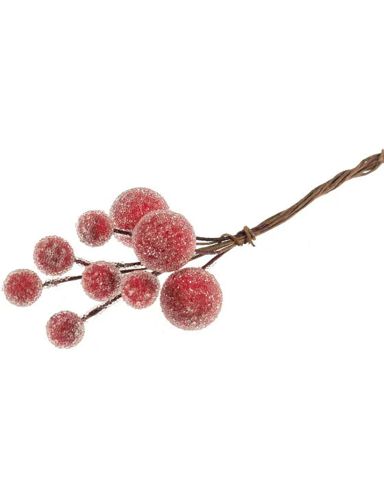 Frosted Snowberries on Wire Stem - Set Of Two