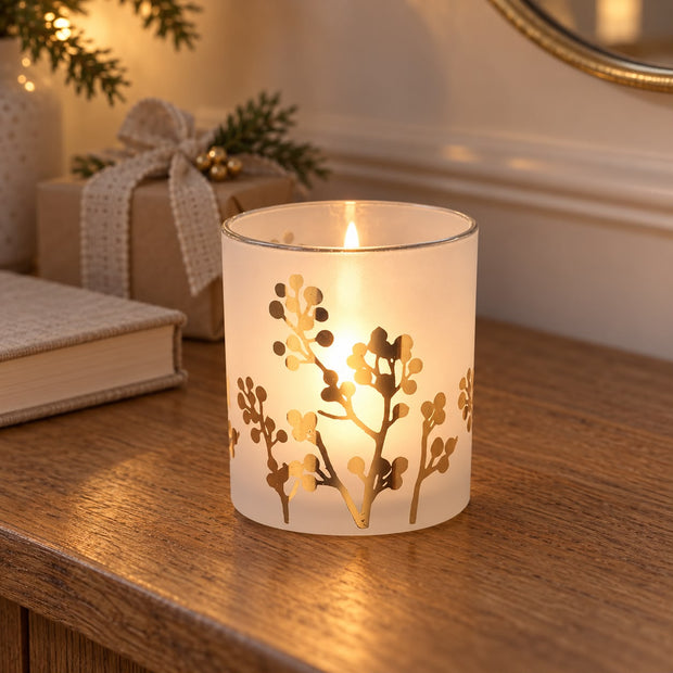 White and Gold Glass Tealight Holder