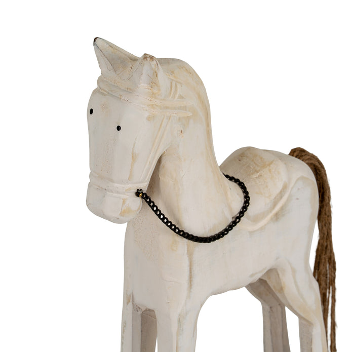 Whitewashed Wooden Rustic Rocking Horse