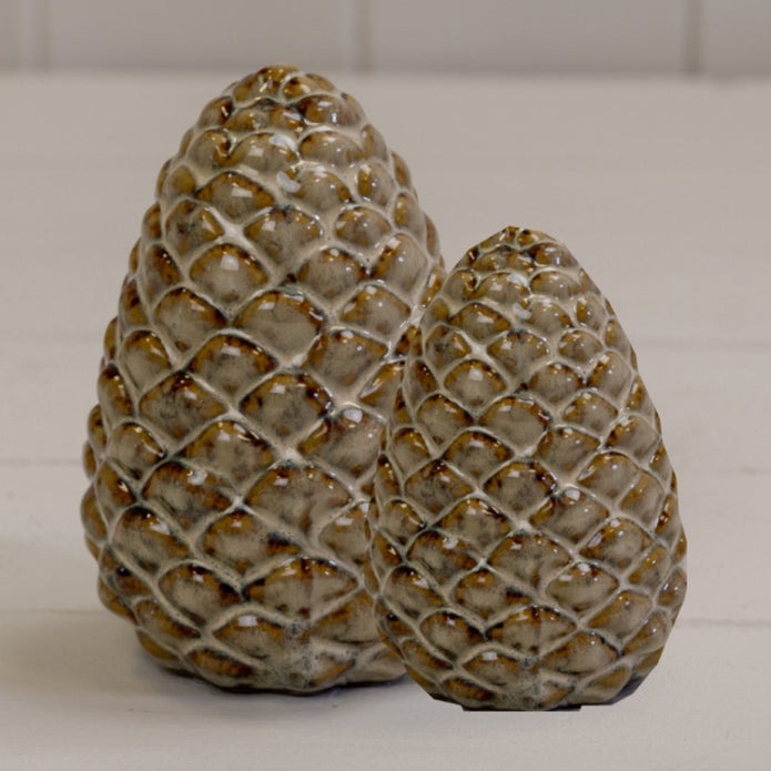 Beige Mottle Ceramic Pinecone Decoration