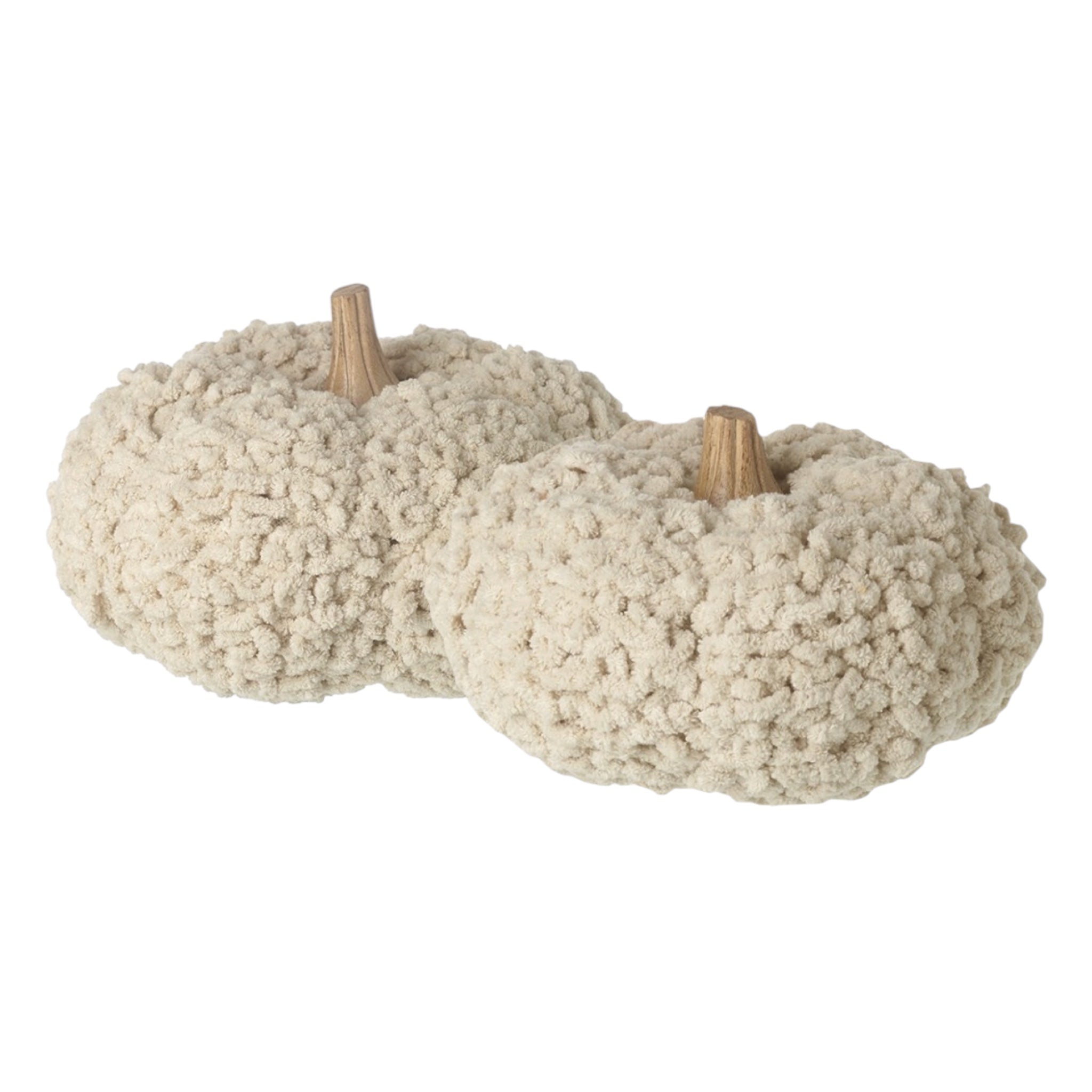Cream Looped Pumpkin With Wooden Stem