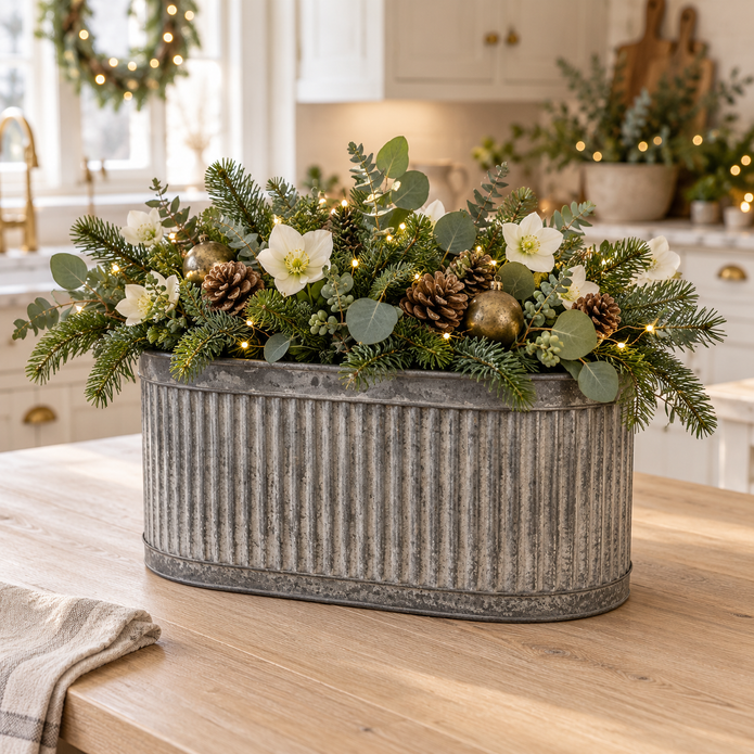 Ribbed Oval Galvanised Metal Planter Troughs - Set of Three