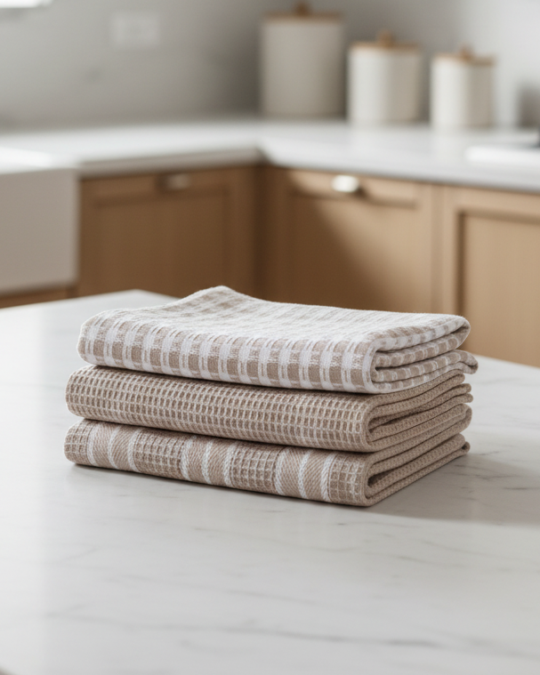 Neutral Cotton Tea Towels - Set of Three
