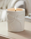 Cream Bow Candle Pot