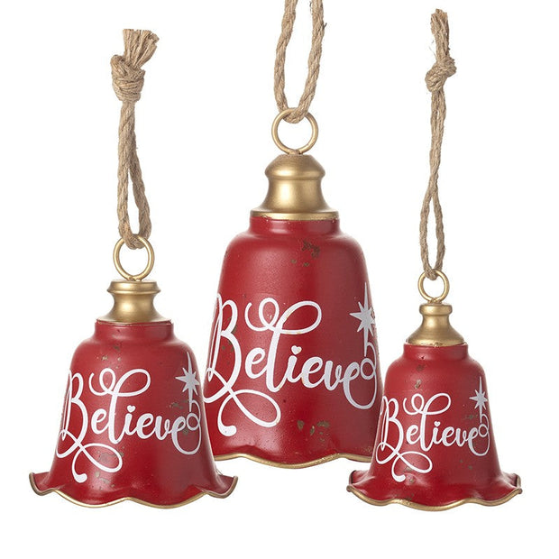 Rustic Red Metal Believe Bells