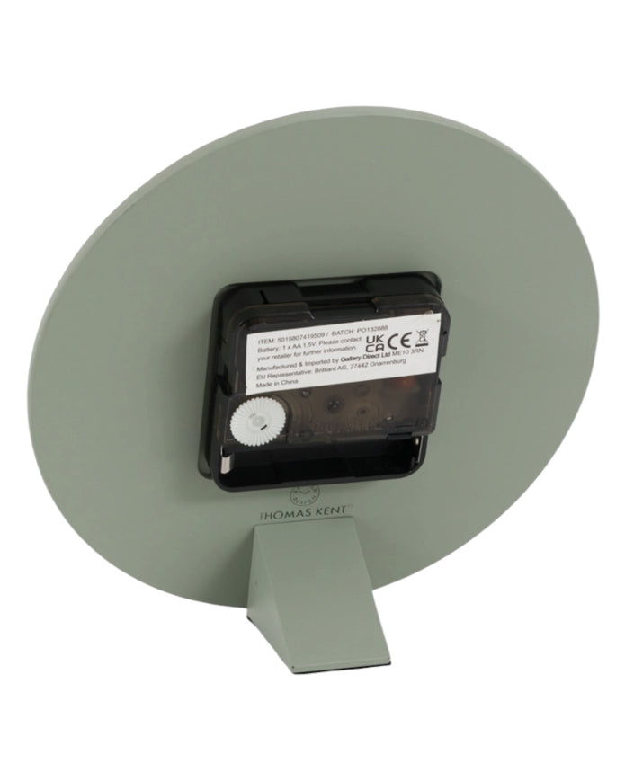 Thomas Kent 6-inch Arabic mantle clock in Seagrass Green with a classic clock face and stylish design from Gallery Direct.