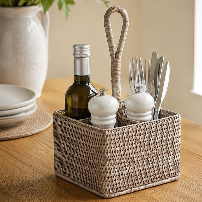 Wickham Rattan Cutlery or Condiment Holder - PRE ORDER MID OCTOBER DELIVERY