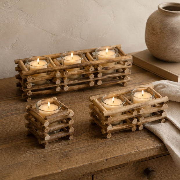 Wooden Coastal Tealight Candle Holder