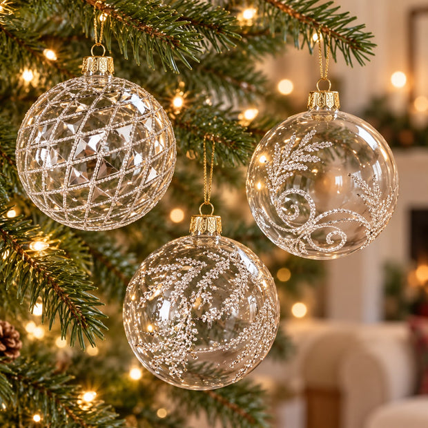Shatterproof Acrylic Clear And Gold Sparkly Bauble