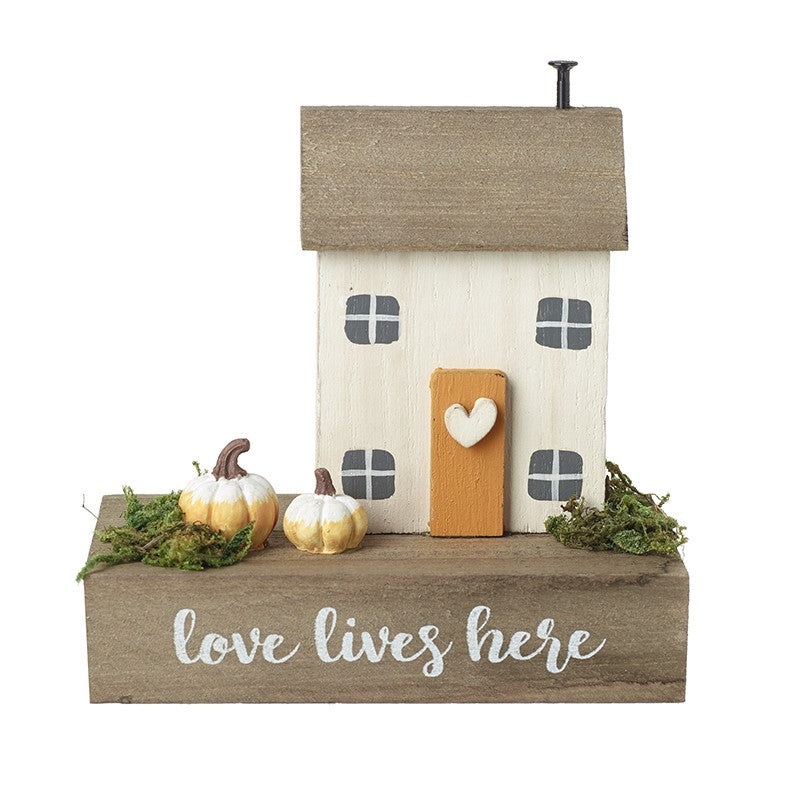 Autumn Wooden House Decoration ‘Love Lives Here’