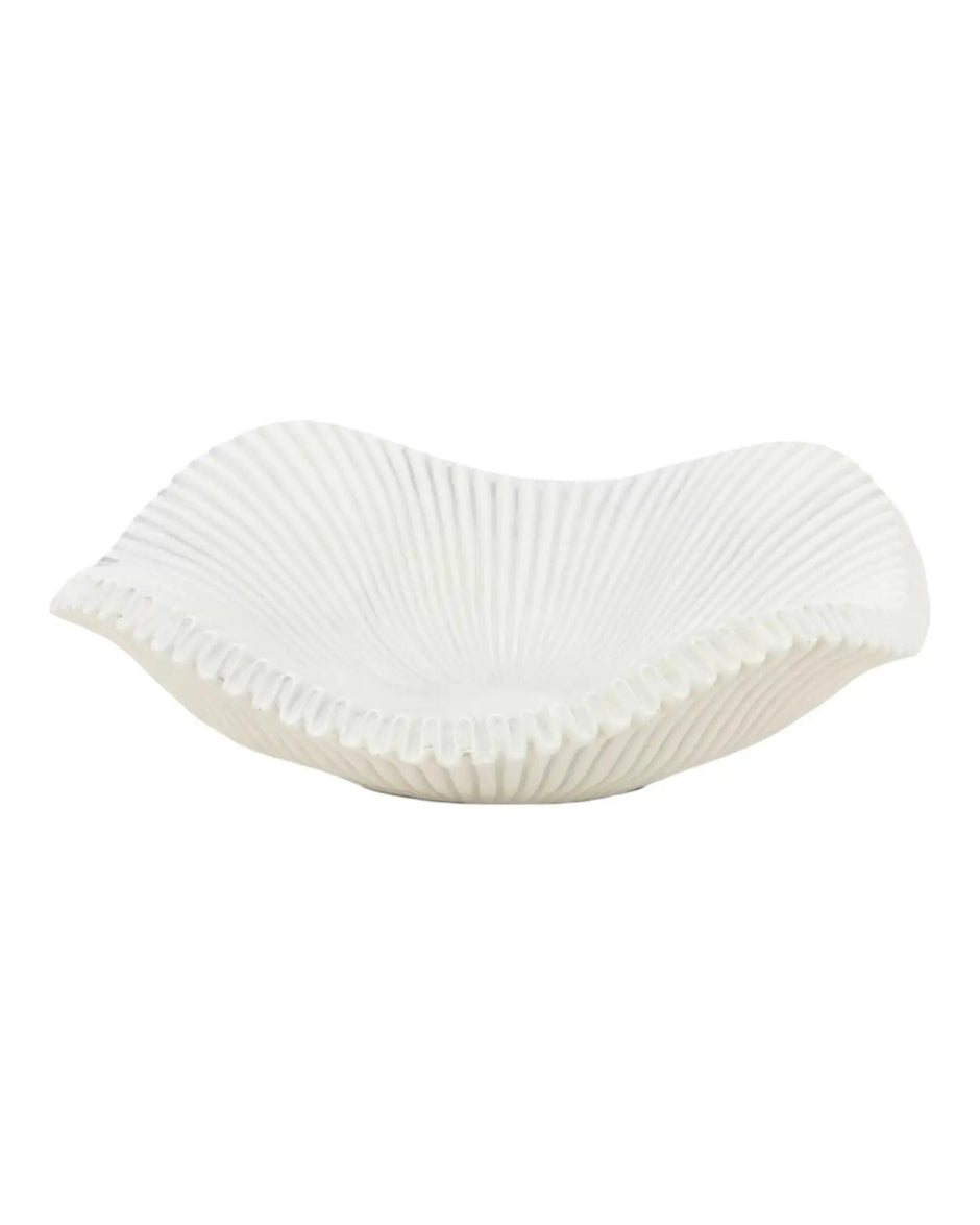 Barbuda Large Scalloped Wavy Decorative Bowl – Neutral Resin Tray - PRE ORDER LATE SEPT DELIVERY - Home DecorHome Decor - Lulu Loves Home