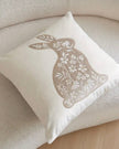 Beige And Cream Embroidered Bunny Cushion Cover