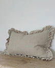 Beige Neutral Luxury Linen Ruffled Edge Cushion Cover