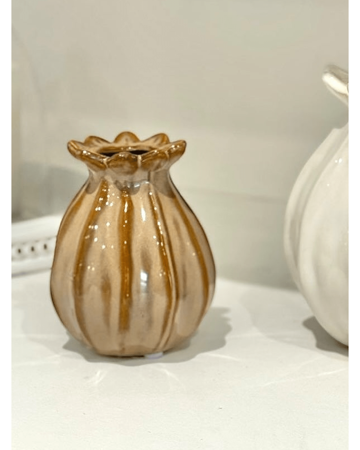 Beige Poppy Seed Head Vase