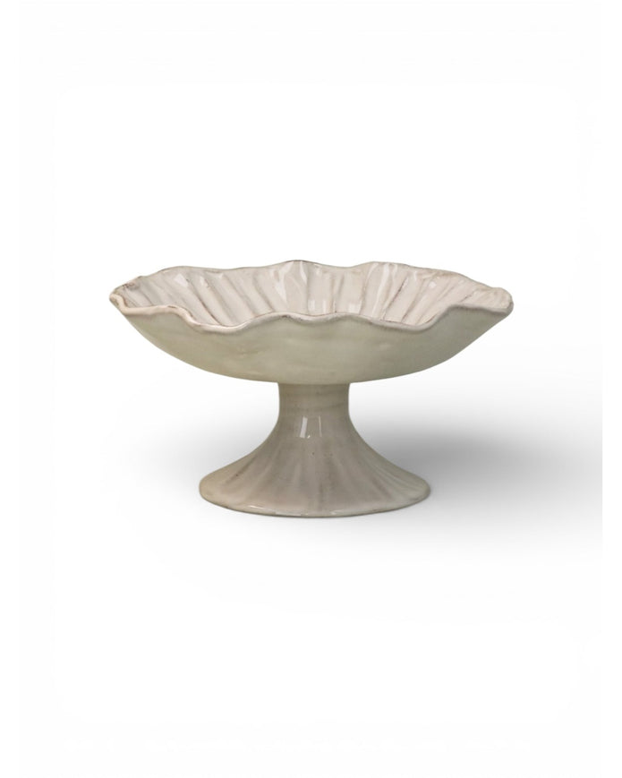 Beige Stoneware Pinched Footed Bowl