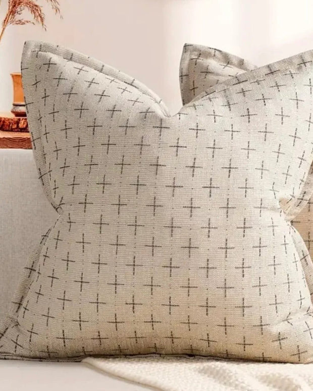 Beige Woven Cross Design Cushion Cover - Soft FurnishingsSoft Furnishings - Lulu Loves Home