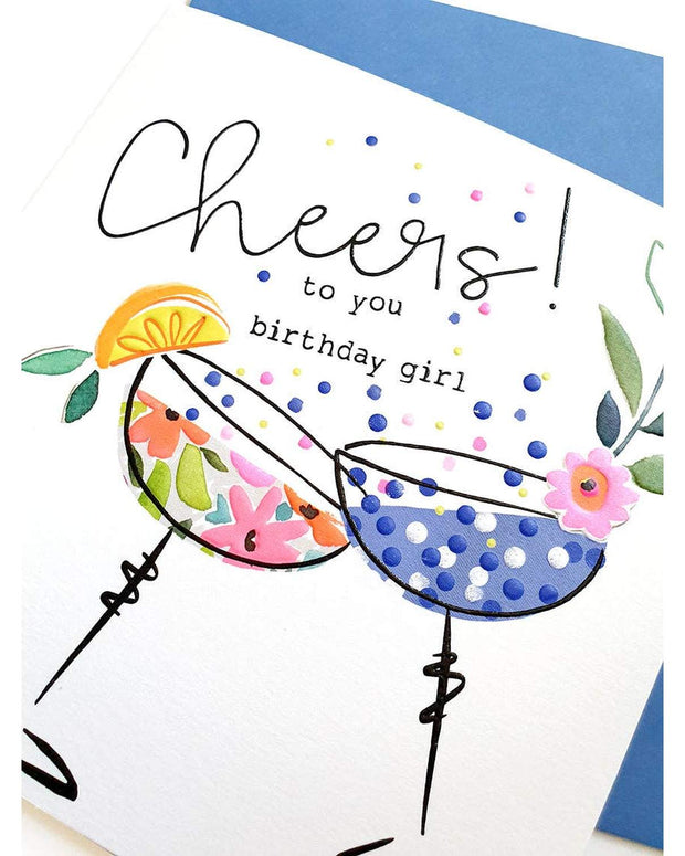 Birthday Card - Cheers, Cocktail Glasses