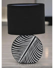 Black Stone Leaf Handled Table Lamp with Black Linen Shade - LightingLighting - Lulu Loves Home