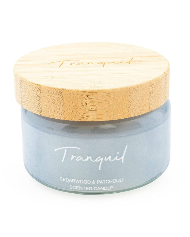 Blue Small Candle with Bamboo Lid and Woodsage & Seasalt Scent - Tranquil - CandlesCandles - Lulu Loves Home